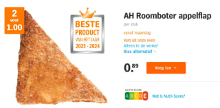 Roomboter appelflap 2 voor €1,00 bij de AH