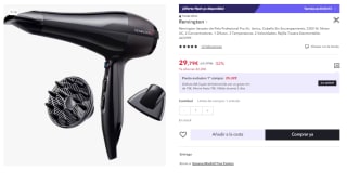Remington Secador de Pelo Profesional Pro Air, Iónico, Cabello Sin Encrespamiento, 2300 W, Motor AC, 2 Concentradores, 1 Difusor, 3 Temperaturas, 2 Velocidades por 17.79€
