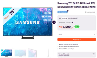Samsung 75" QLED 4K Smart TV 120 Hz (2023) voor €1099 bij iBOOD