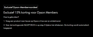 15% memberskorting bij Dyson met de kortingscode