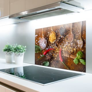 Spatscherm voor in de keuken v.a. €17,83 voor 60x40cm dmv code bij Fotocadeau