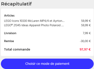 2e LEGO set met 50% korting met de CDiscount code
