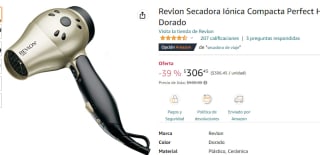 Secadora Revlon Iónica Compacta Perfect Heat por $306