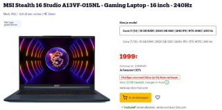 MSI Stealth 16 Studio A13VF-015NL voor €1999 bij Bol.com