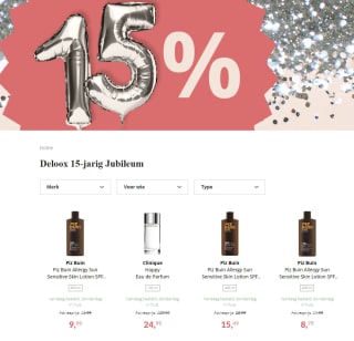 15% korting op veel items bij Deloox