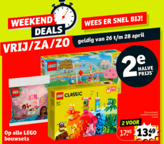 Alle Lego Bouwsets 2e voor de halve prijs bij Kruidvat