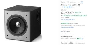 Subwoofer Edifier T5 por $2,910 en Mercado Libre