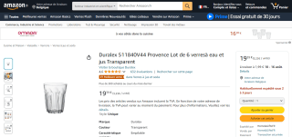 Lot de 6 verres à eau Duralex Provence Transparent à, 19,39€