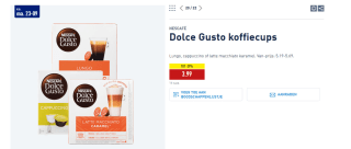 Dolce Gusto koffiecups16 cups voor €3,99 bij Aldi