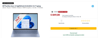 HP Pavilion Aero 13-bg0065nd (A12LGEA) 13.3" laptop voor €49 bij Alternate