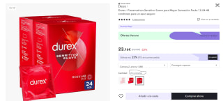 48 Preservativos Sensitivo Suave marca durex por 17,37€