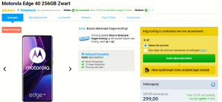 Motorola Edge 40 - 256GB - Eclipse Black voor €299 bij belsimpel