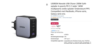UGREEN Nexode 200W USB C Fast Charger 140W voor €49,99 bij Amazon