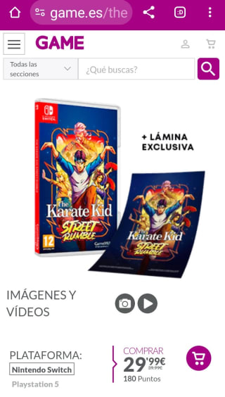 The Karate Kid Street Rumble Nintendo Switch por 29,99€.