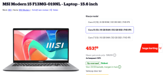 MSI Modern 15 F13MG-019NL - Laptop voor €453,69 bij Bol