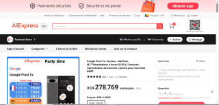 Smartphone 6.1" Google Pixel 7a - 8/128 Go, version globale à 278,769€
