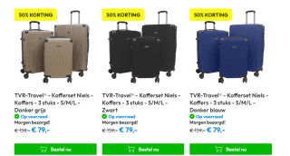 TVR-Travel 3-delige Kofferset voor €79 bij Timcovoordeelmarkt