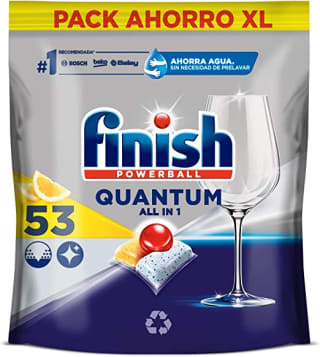 Finish Powerball Quantum All in 1 Pastillas para el lavavajillas Limón, 53 pastillas. Por 12,78€