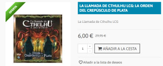 Juego de Mesa La Llamada de Cthulhu LCG Expansión: La Orden del Crepúsculo de Plata por 6€