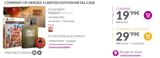 Videojuego Company of Heroes 3 Limited Edition Metal Case PS5 por 19,99€