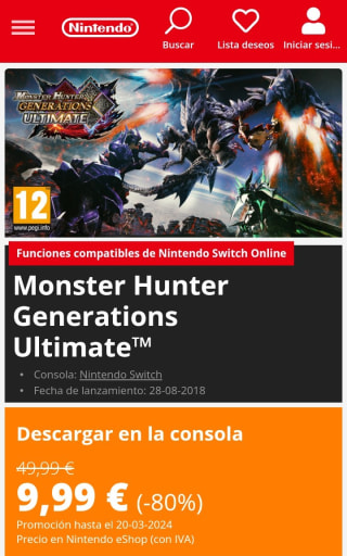 Monster Hunter Generations Ultimate™ por 9,99€.
