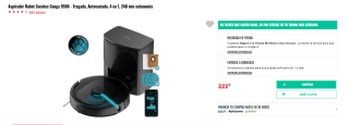 Aspirador Robot Cecotec Conga 9590 Fregado, Autovaciado, 4 en 1 por 222€