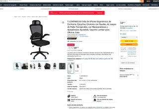 T-Silla de Oficina Ergonómica LOVENDO de escritorio ajustable por solo 59,49€