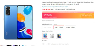 Smartphone Xiaomi Redmi Note 11 NFC, 4GB + 128GB por 158.51€