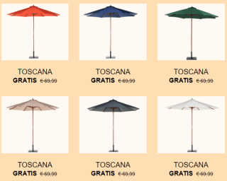 Gratis parasol bij besteding vanaf €400 bij Beliani