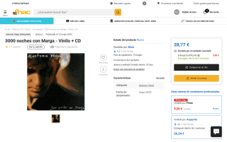 Antonio Vega 3000 noches con Marga vinilo y CD por 9,20€