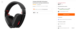Auriculares Gaming Tempest GHS PRO 35 Overlord por 56.99€