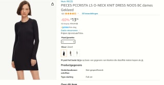 Pieces gebreide dames jurk voor €13,95 bij AMazon