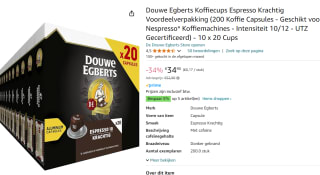 Douwe Egberts Koffiecups Lungo Intens 200 Cups voor €34,90 bij Amazon