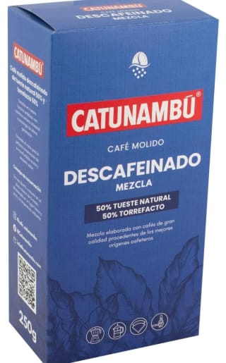 Pack de 12×250g Catunambú Café Molido Mezcla Descafeinado por 3,09€.