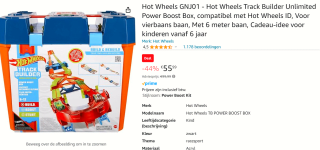 Hot Wheels Track Builder Unlimited Power Boost Box - Racebaan voor €55,99 bij Amazon