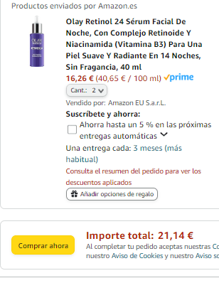 Pack 2 Retinol 24 Sérum Facial De Noche por 21,14€