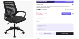 Silla de oficina ergonómica con soporte lumbar por 24.5€