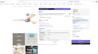 Ventilador Mellerware de Techo Brizy Bright Outdoor Interior y Exterior Luz Integrada Motor DC 45W 6 Velocidades por solo 92,31€