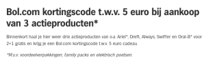 Gratis Bol.com cadeaukaart twv €5 bij aankoop van 3 actieproducten bij de AH