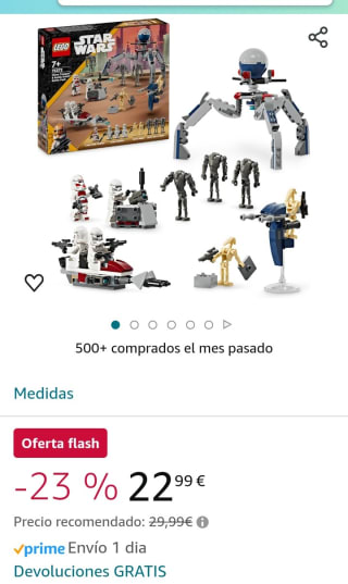 LEGO Star Wars Pack de Combate: Soldado Clon y Droide de Combate por 22,99€.