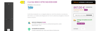 Frigorifico Combi BEKO B7RCNE408HXBR por 837€