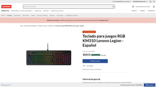 Teclado para juegos RGB KM310 Lenovo Legion por 10,01€