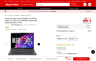 Portátil Acer Aspire 16 por 721,65€