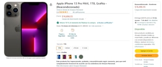 iPhone 13 Pro MAX 1TB Reacondicionado por $15,207 en Amazon