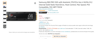 Disco duro Samsung 980 PRO SSD with Heatsink 2TB P por 170€