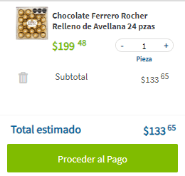 Chocolate Ferrero Rocher Relleno de Avellana 24pzas por $134 en Sam's Club