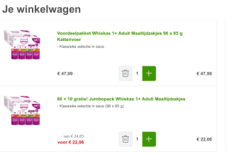 86 + 10 gratis! Jumbopack Whiskas 1+ Adult Maaltijdzakjes