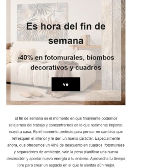 40% descuento en foto murales, biombos decorativos y cuadros