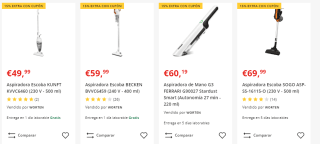 15% EXTRA descuento en Aspiradoras y frigoríficos en Worten