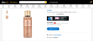 Victoria Secret Bare Vanilla 250Ml Mujer Colonia por $13.990